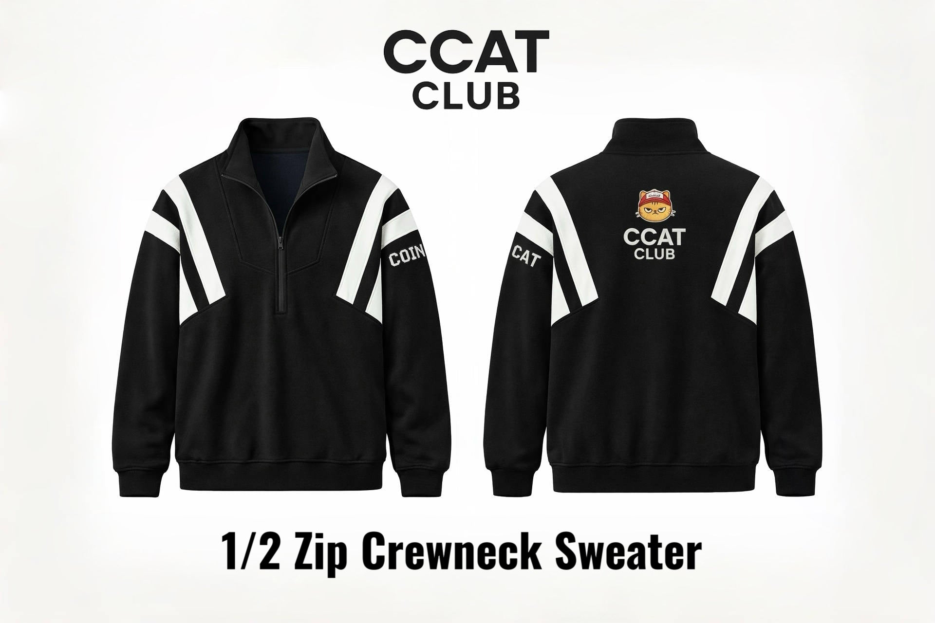 CCAT CLUB® 1/2 Zip Crewneck Sweater