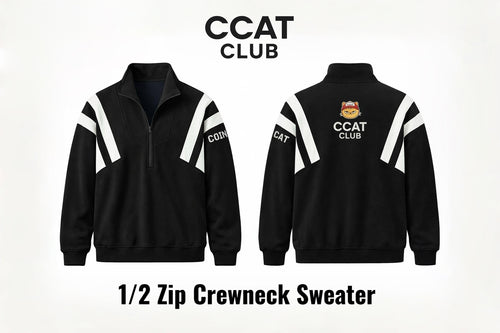 CCAT CLUB® 1/2 Zip Crewneck Sweater
