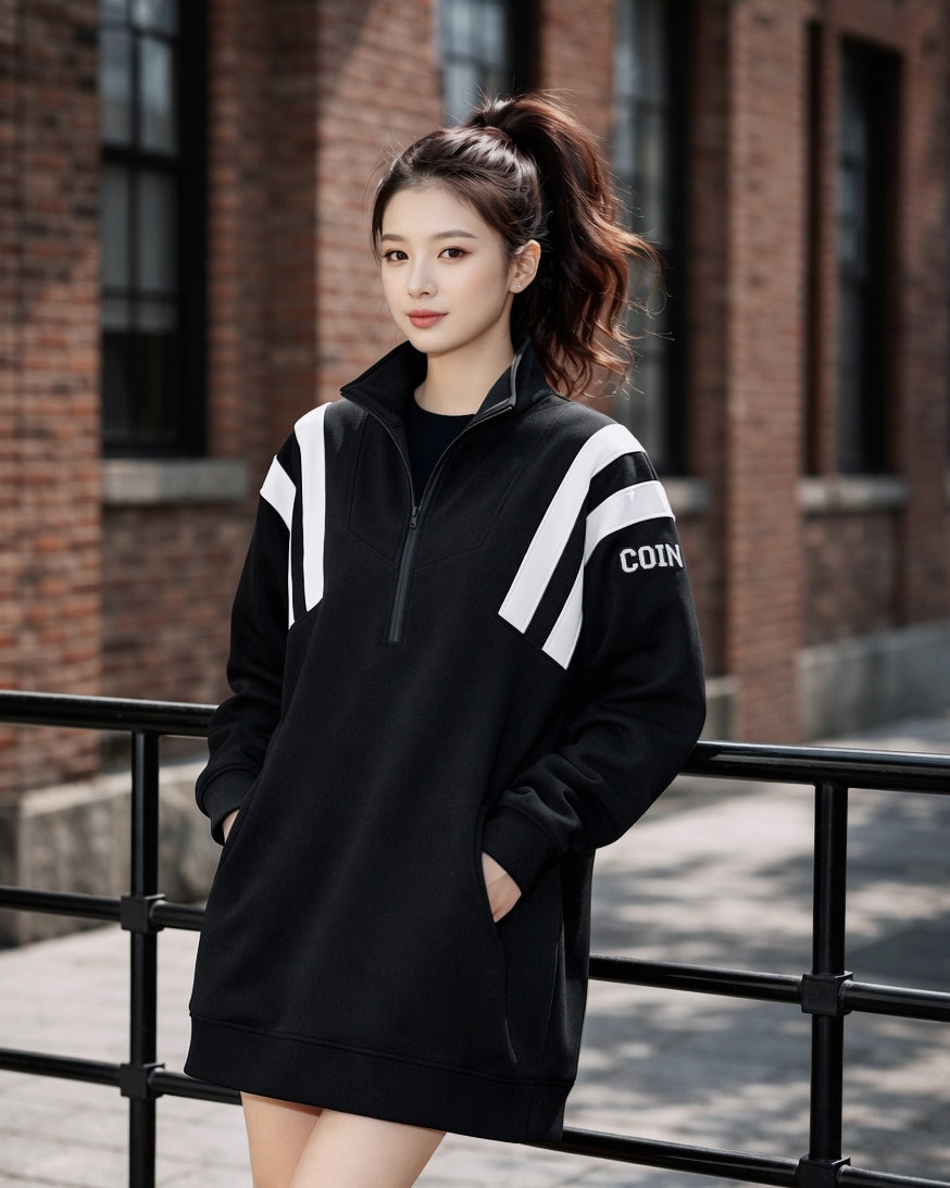 CCAT CLUB® 1/2 Zip Crewneck Sweater